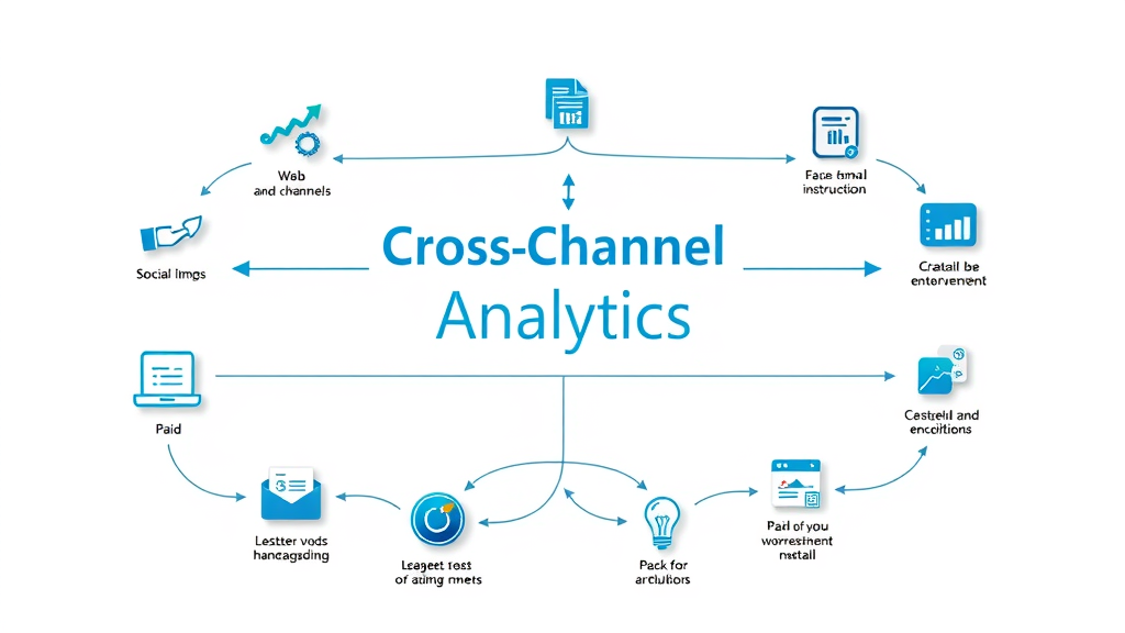 Infographic depicting cross-channel analytics process and data attribution for marketing channels
