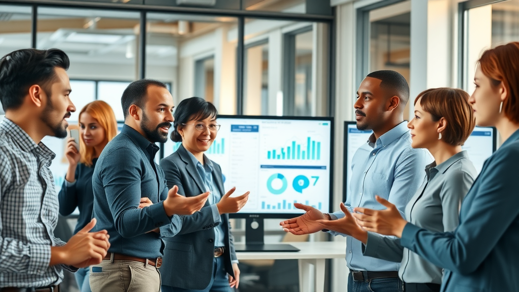 marketing automation dashboard and marketing team collaborating for improved campaign results