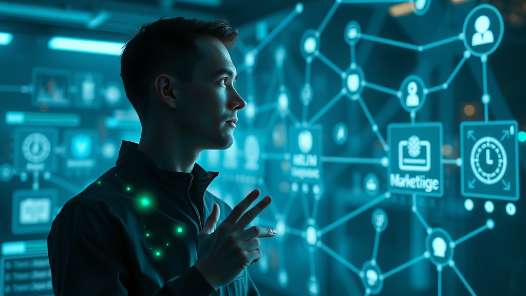 marketing automation process flow and digital marketing analytics UI