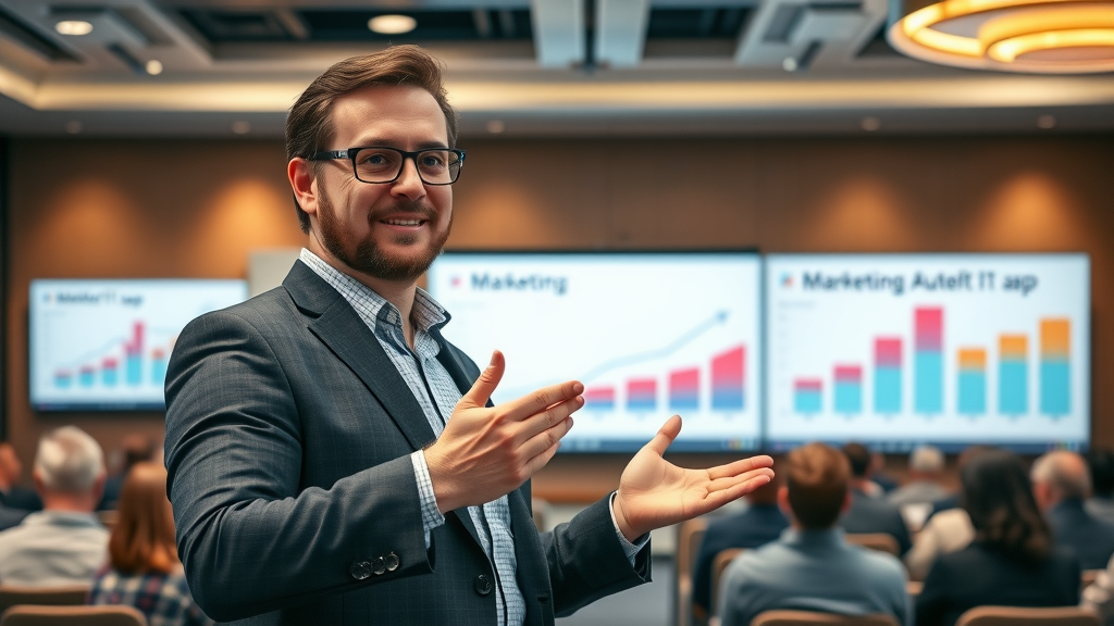 industry expert presenting marketing automation growth analytics