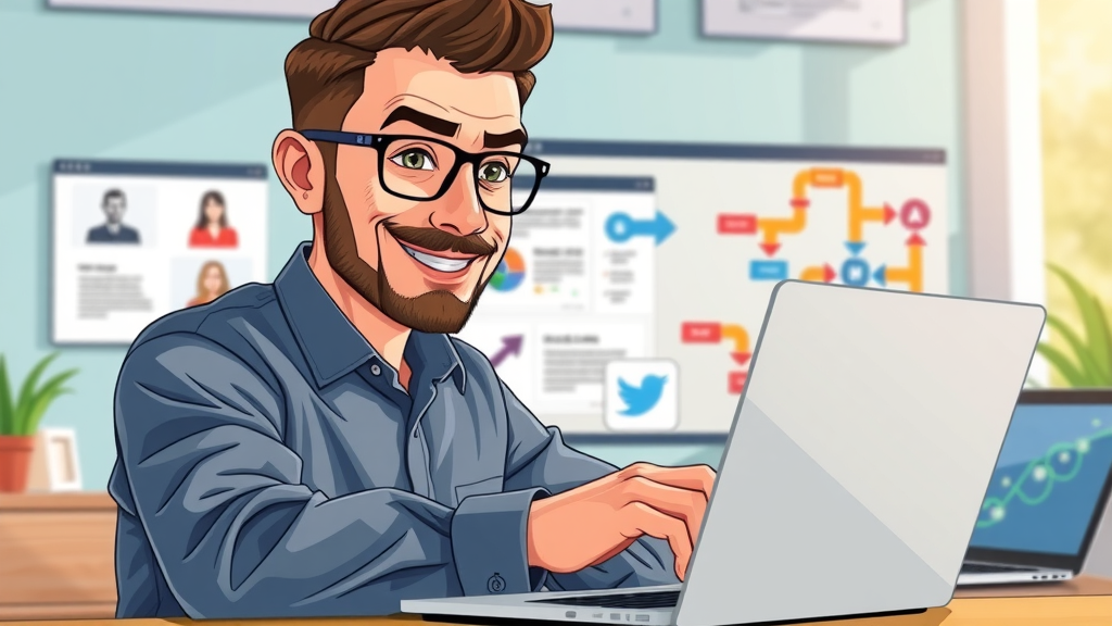 confident marketer creating first campaign flowchart using marketing automation tool