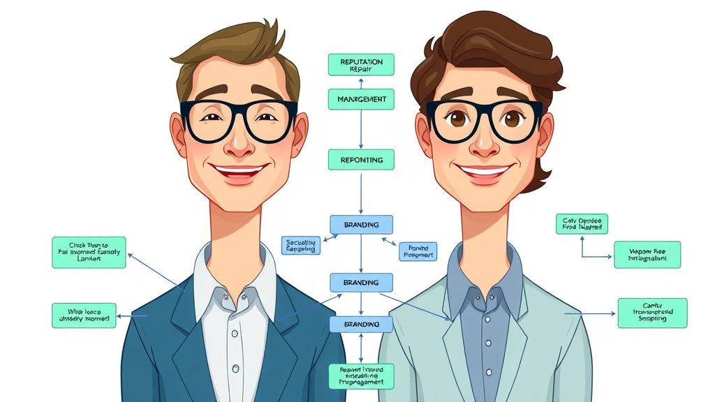 conceptual infographic showing connections between reputation repair, reputation management, and brand reputation