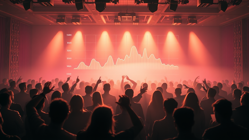 Analysis graph overlay showing sentiment trends with emotive silhouettes and mood indicators