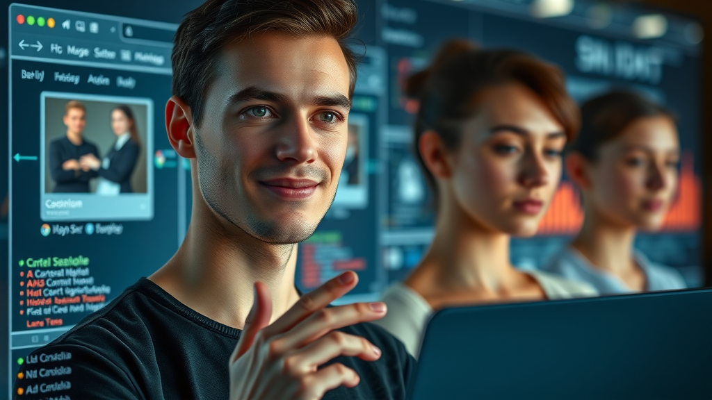 behavioral targeting visualization with neutral user avatars interacting with targeted ads