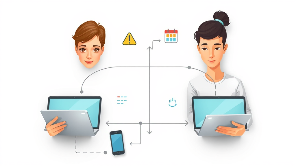 infographic comparison of cross-channel and omnichannel marketing pathways, digital devices show synchronized and unified customer journeys