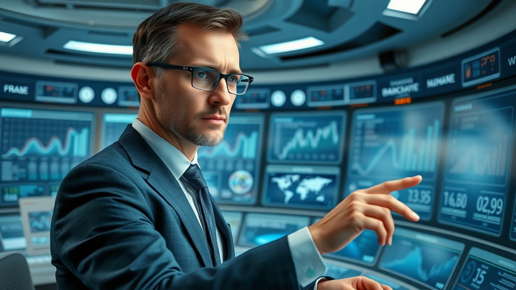 marketing executive reviewing brand monitoring dashboard with social listening data