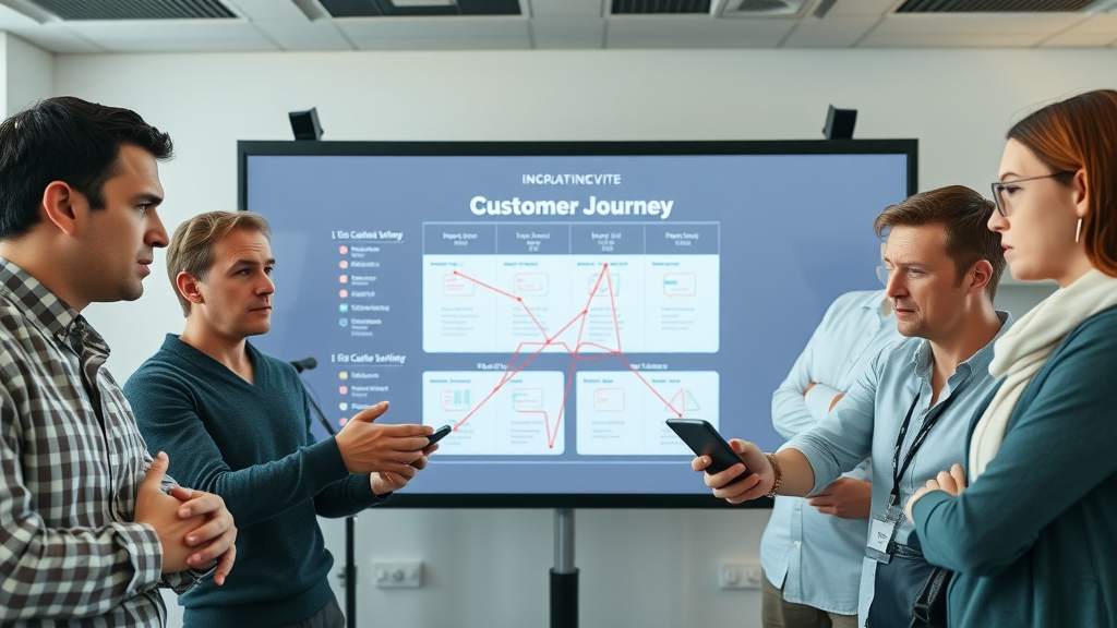marketing team reviewing incomplete customer journey data, visible gaps in omnichannel dashboard