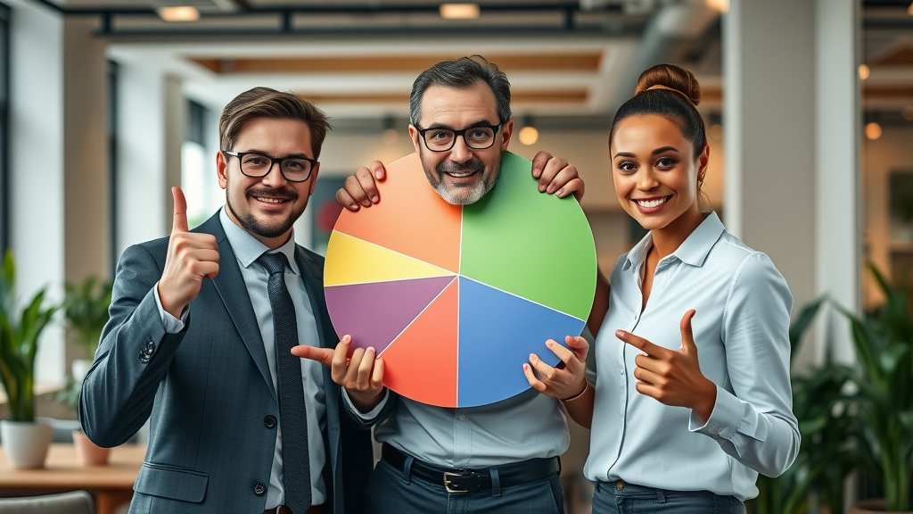 Colorful pie chart illustrating the 50/30/20 rule for social media marketing