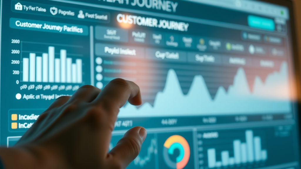digital dashboard visualizing customer journey, customer journey mapping visualization example, interactive journey map elements