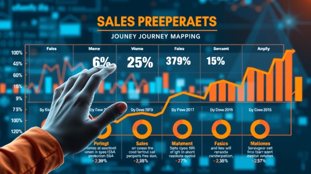 infographic chart visualizing sales increase with customer journey mapping, sales impact visualization