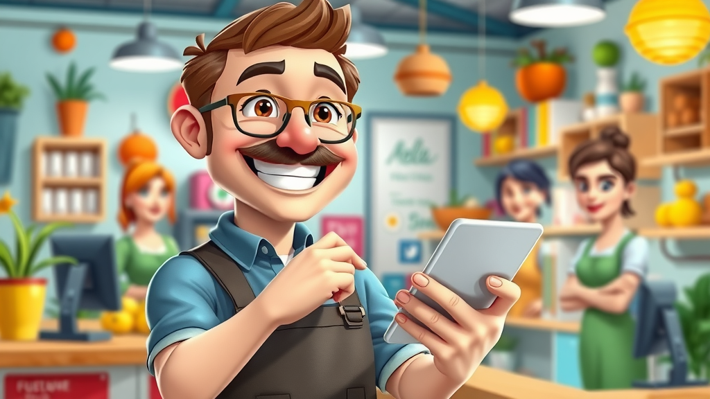 Small business owner sharing positive content on social media for online reputation management for small business