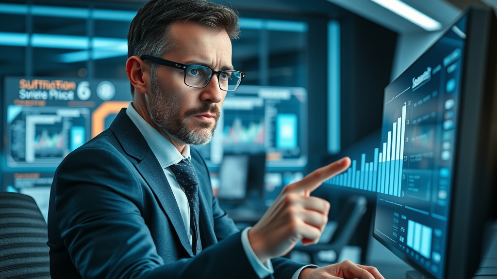 business decision maker reviewing comparison chart reputation management tools for small businesses