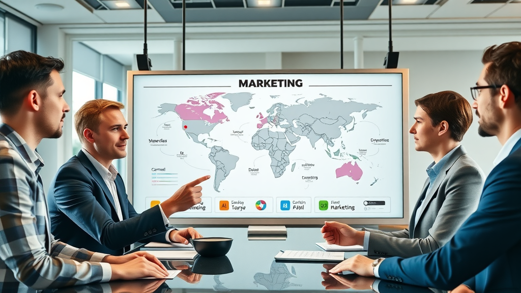 marketing team planning multi-channel digital marketing strategy with interconnected platforms