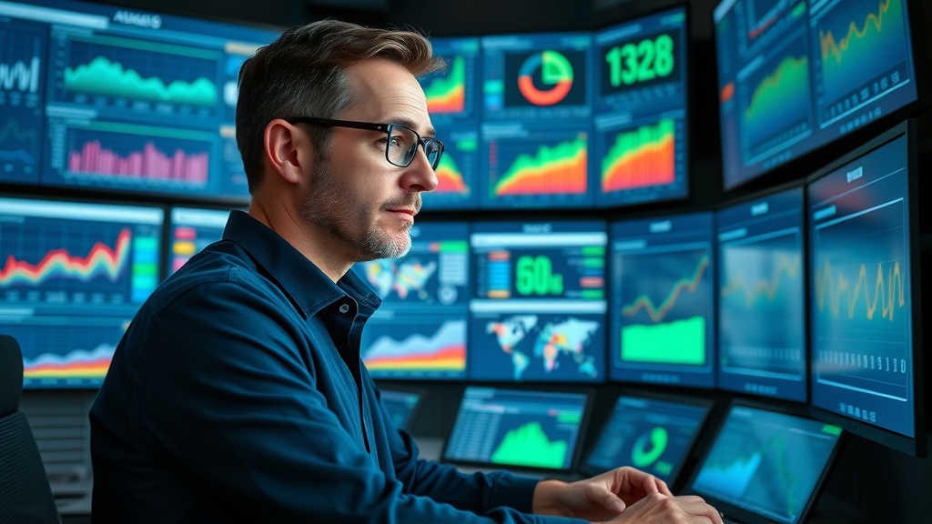 Analyst examining cross-channel marketing campaign analytics on digital reports