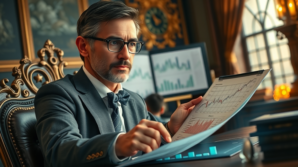 confident financial analyst reviewing charts of ROI reputation management financial value small business reputation management