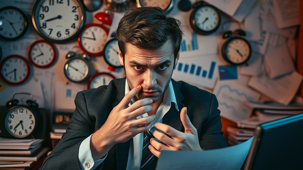 stressed digital marketer managing multiple digital marketing channels