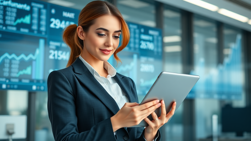 businesswoman holding tablet reviewing analytics for reputation repair techniques