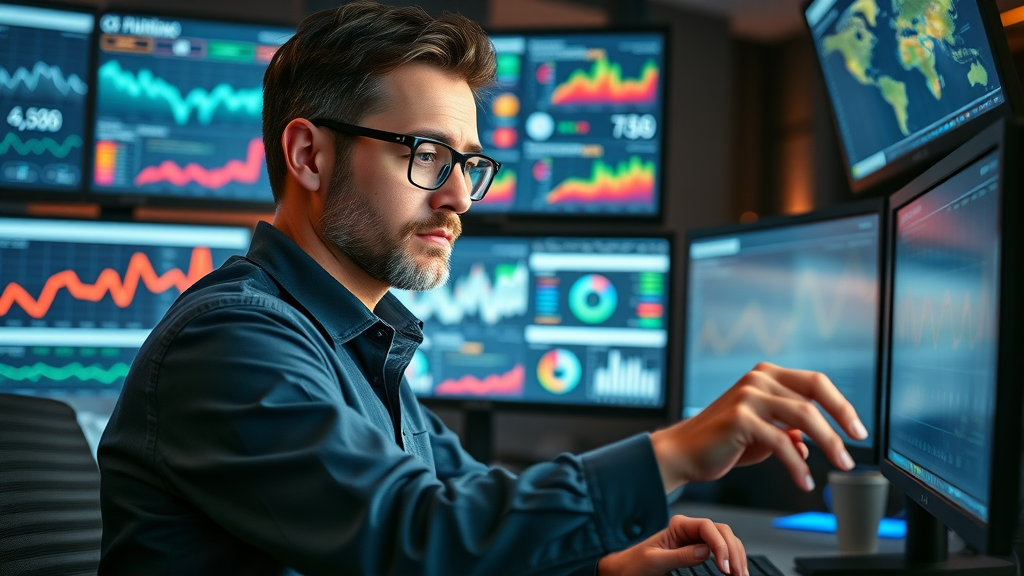 marketer optimizing digital marketing channels and dashboards for peak performance