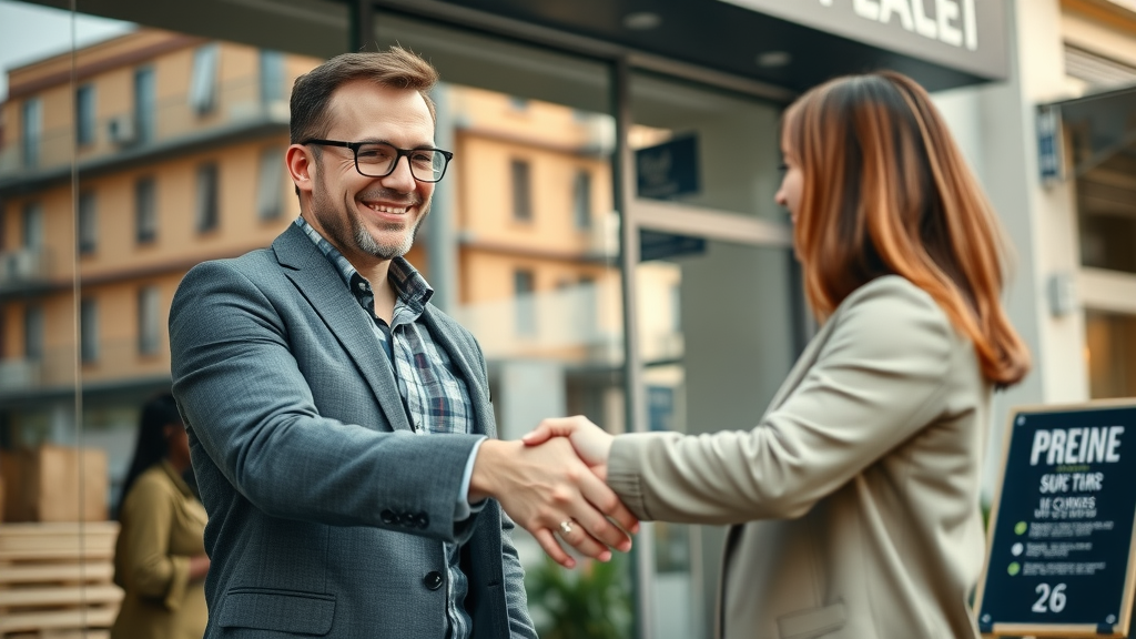 trustworthy customer success manager shaking hands with satisfied customer, review response techniques in action