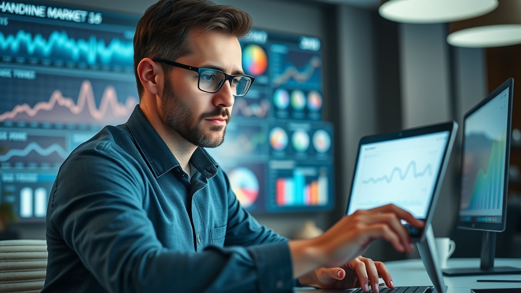 digital marketing professional analyzing cross-channel campaign data
