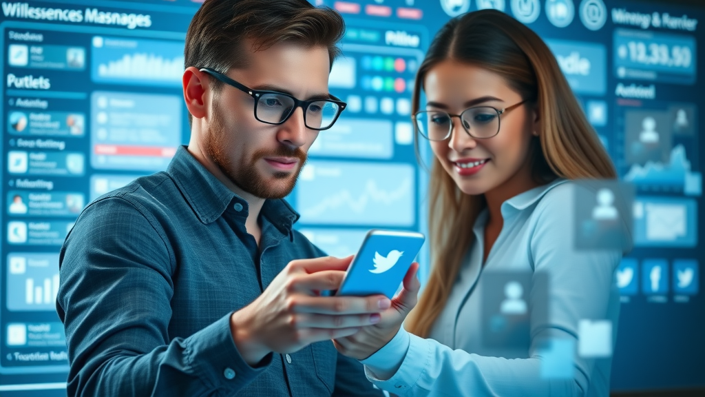 marketing team engaging with social media dashboard for reputation marketing