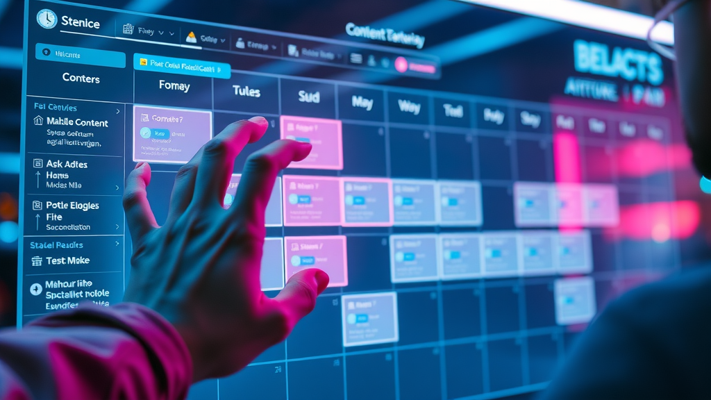 Streamlined content creation workflow with digital calendar and content blocks