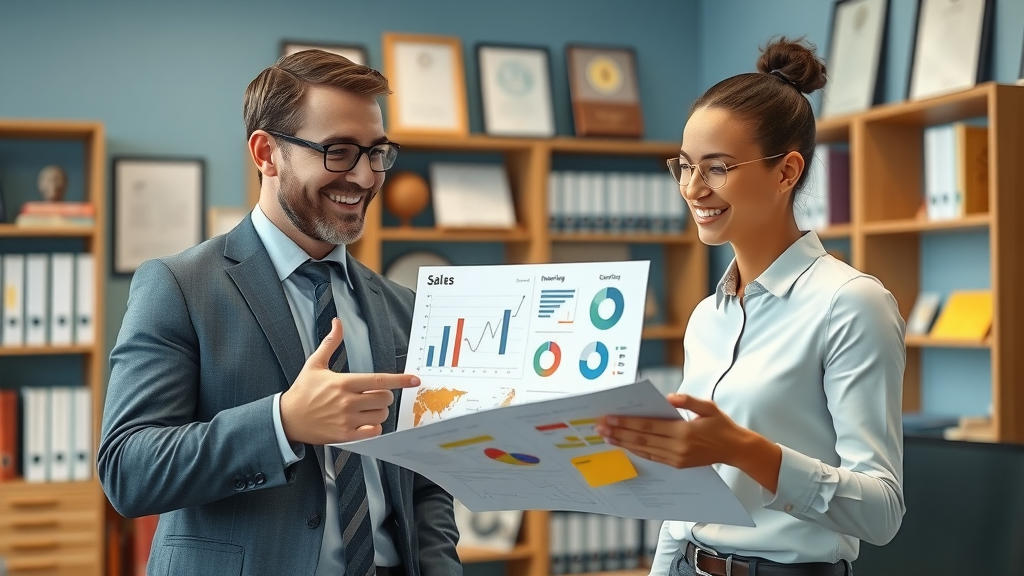 marketing expert giving tips to a small business owner for marketing success