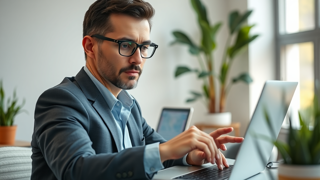 google account ad center, business professional configuring ad settings on laptop, bright modern workspace, highly detailed