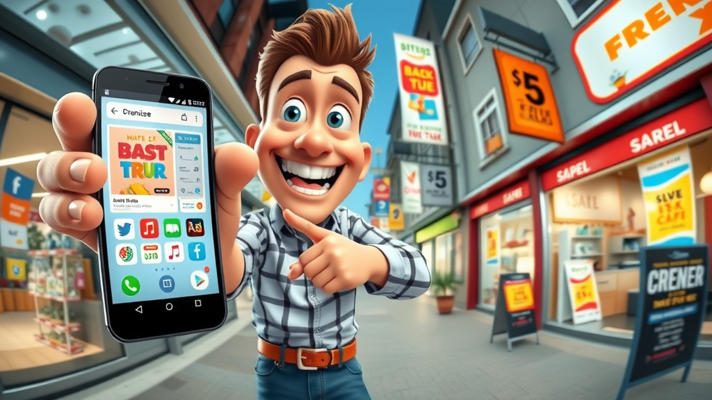 animated marketing concept showing digital ads, flyers, and storefront banners for small business