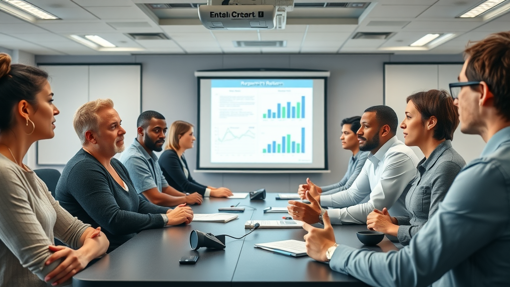 diverse corporate team learning review response best practices in a training session