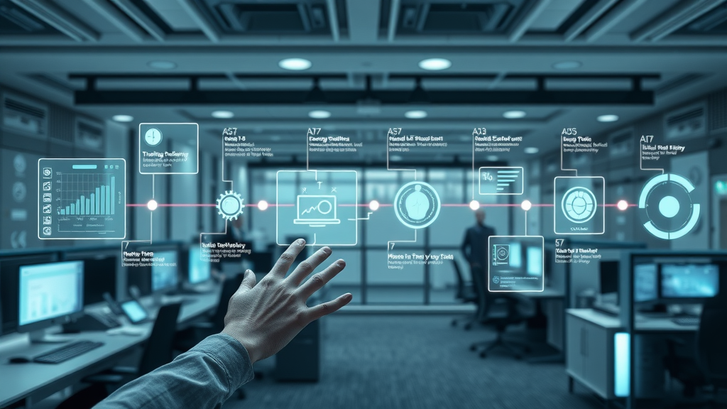 customer journey mapping dynamic map with digital and in-person touchpoints highlighted in a futuristic office environment