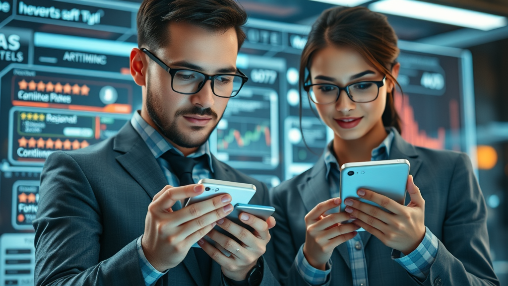 efficient business team managing real-time online review responses, teamwork using digital notifications