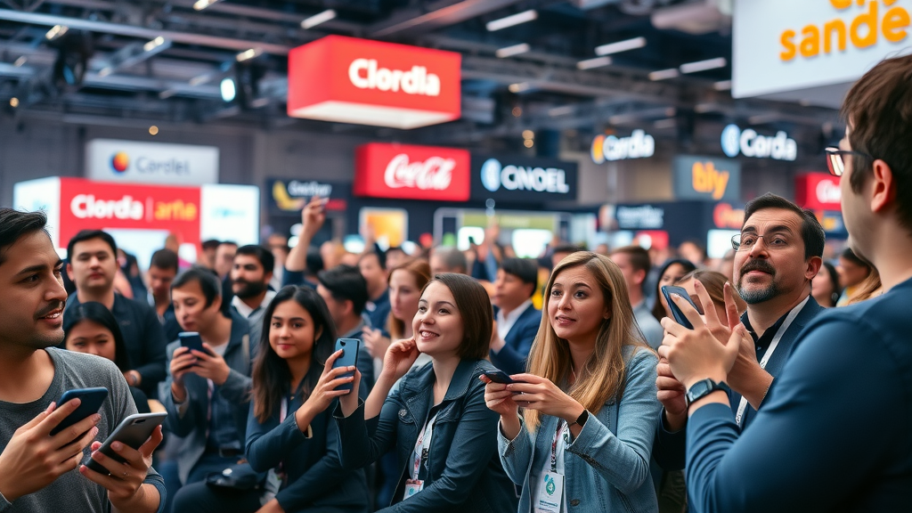 target audience engaging with social media marketing strategies at a live brand event
