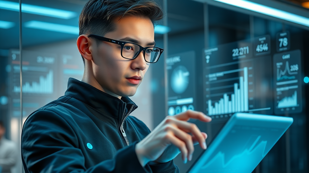 ai-powered content creation, digital interface with advanced content workflows and dynamic analytics graphs