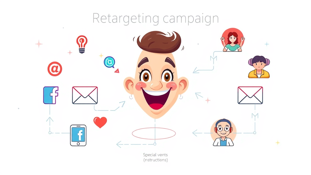 infographic concept icons social media email audiences illustrating retargeting campaign process retargeting strategies