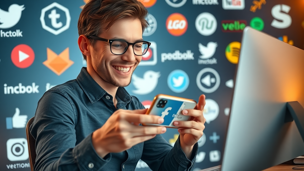 social media marketing professional posting on multiple platforms