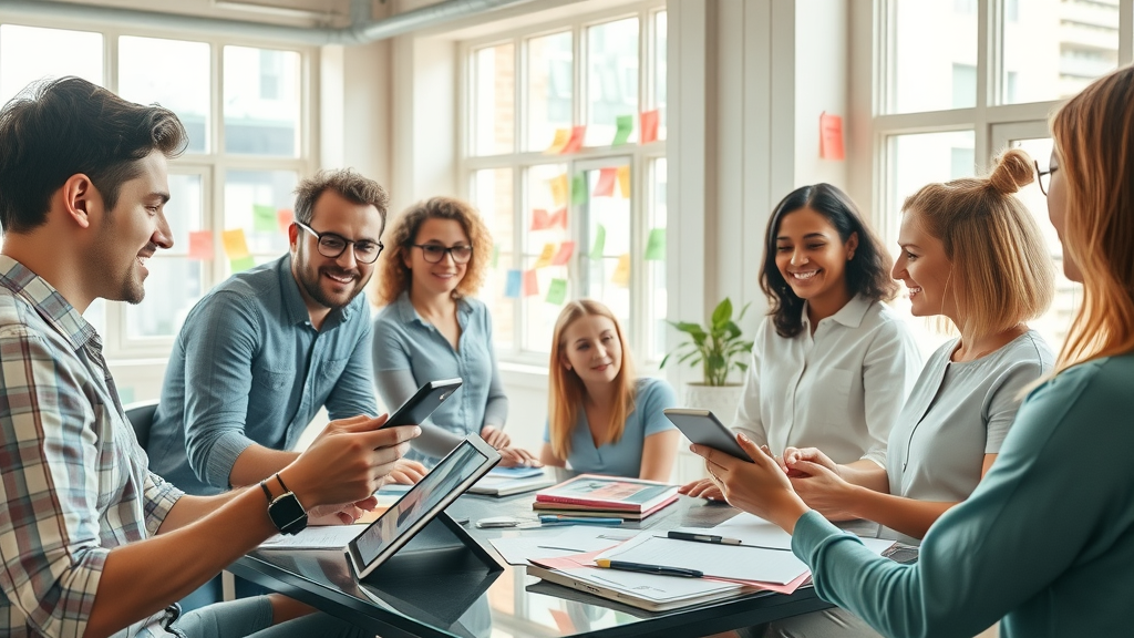 Small business marketing team brainstorming content for online reputation management for small business