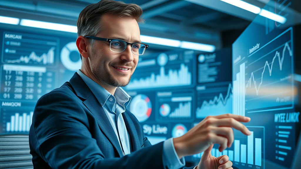 Business analyst tracking ROI and reputation trends for online reputation management for small business
