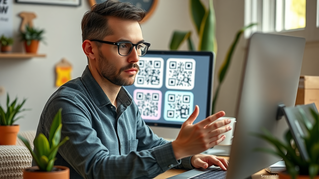 enthusiastic marketing team brainstorming QR code strategy, excited expressions, pointing at a digital tablet displaying QR codes, Cinematic, glass-walled office with city view, highly detailed, postit notes and tech devices, colorful business attire, bright overhead lighting, shot with a 24mm lens