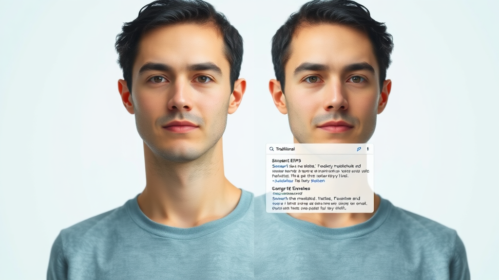 side-by-side comparison of traditional Google search results and ai overviews google with summarized answer panels