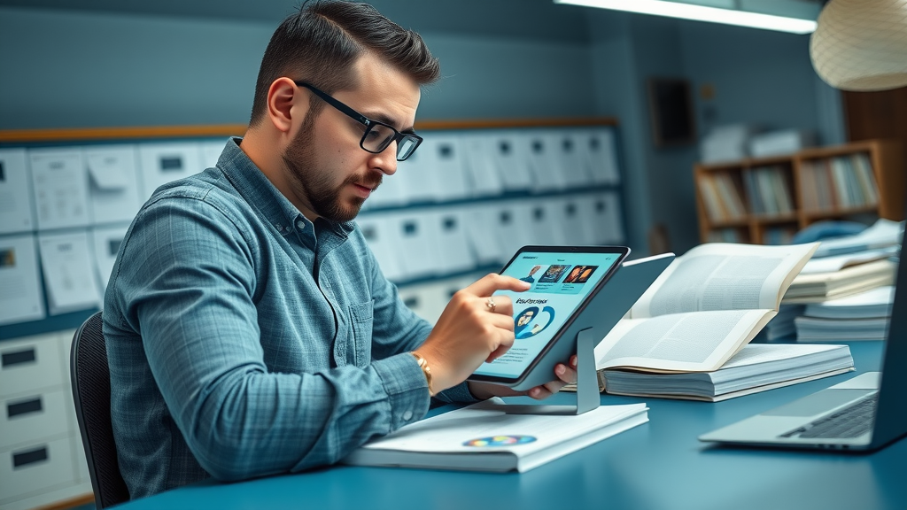 Branding expert working on digital brand voice guide for a strong brand identity