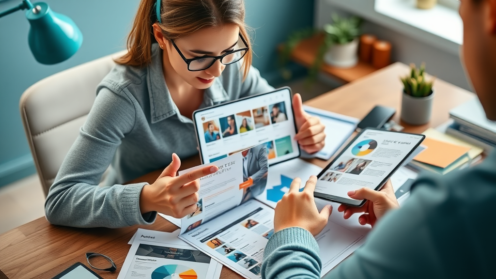 Digital marketer ensuring consistent brand voice and tone in social media and web assets