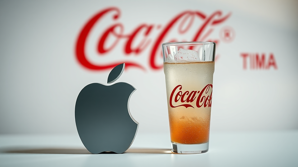 Brand tone and personality examples - side by side Apple and Coca-Cola products with iconic brand cues
