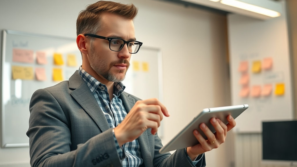 confident strategist sketching video storyboard for social media marketing strategy